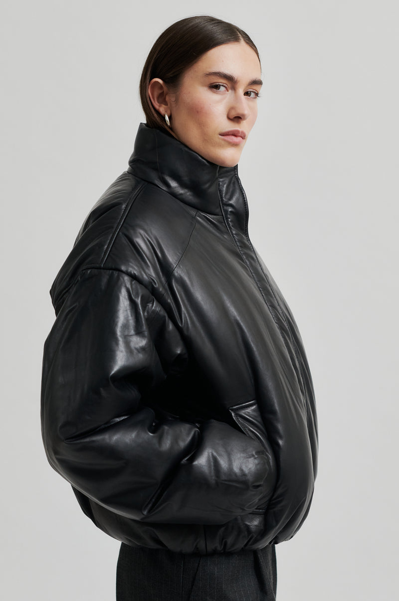 Harlow Leather Bomber Jacket