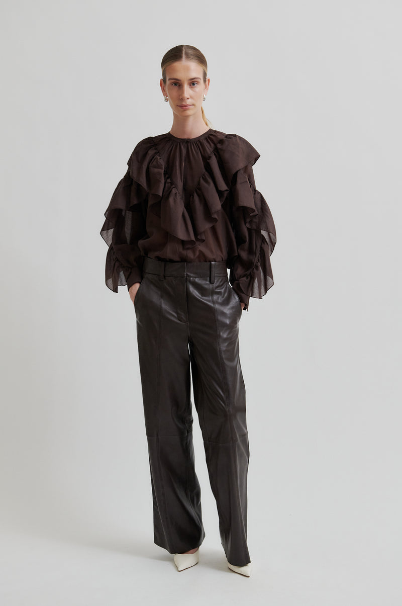 Letho Leather Straight Trousers