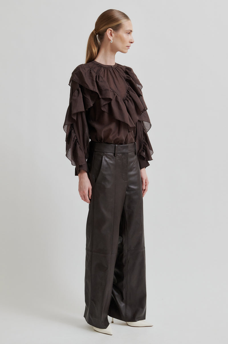 Letho Leather Straight Trousers