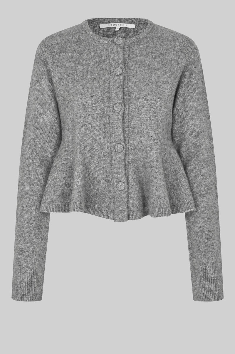 heve Arch Peplum knit チャコール　グレー Hiva Peplum Knit Cardigan – secondfemale.no